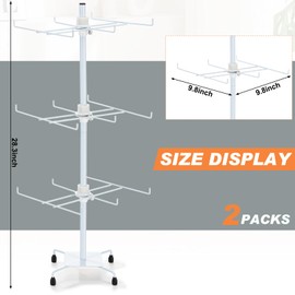 RattanView 2 Pcs Jewelry Rotating Display Stand Adjustable Metal Earrings Bracelet Display Rack Hanging Jewelry Spinning Organizer Tree with Hooks for Vendor Events Selling(White,28.3"x 9.8")