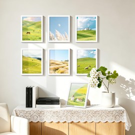 8x10 Picture Frame Set of 2, Solid Wood Frames, White Woodgrain