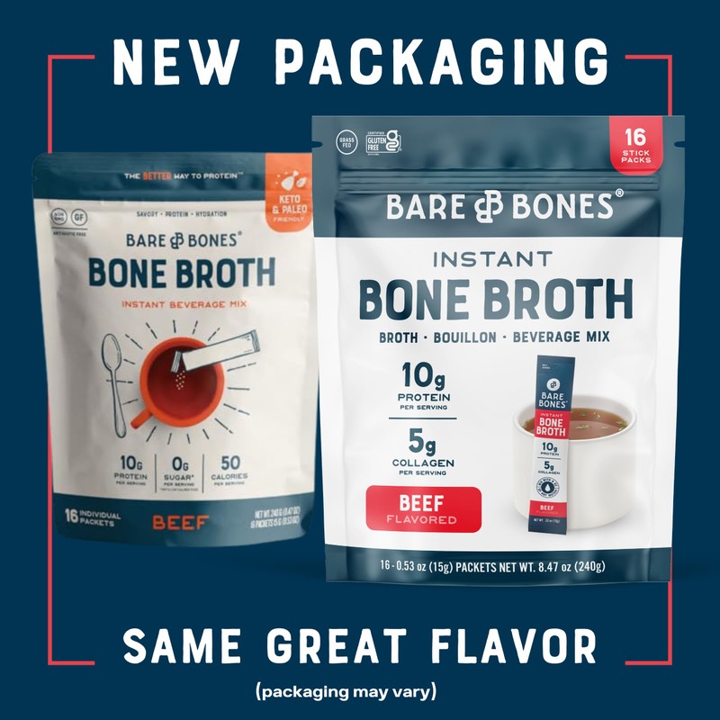 Bare Bones Beef Bone Broth Instant Powdered Mix Packets |