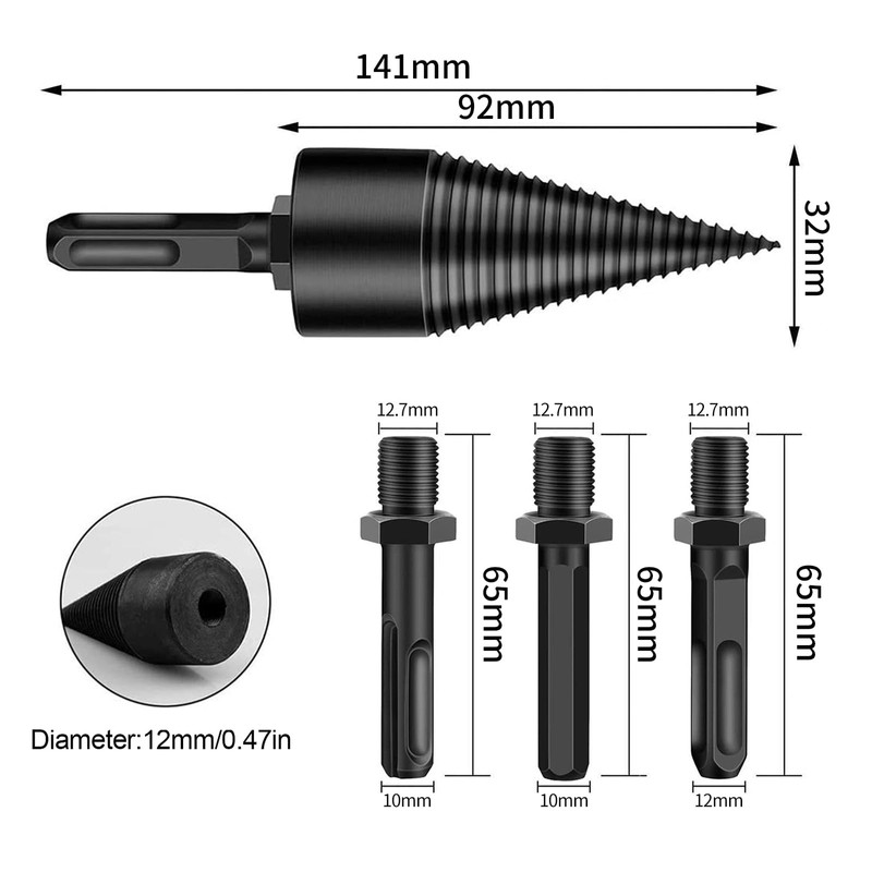 4PCS Firewood Log Splitter, Firewood Drill Bit Wood Splitter 32mm,
