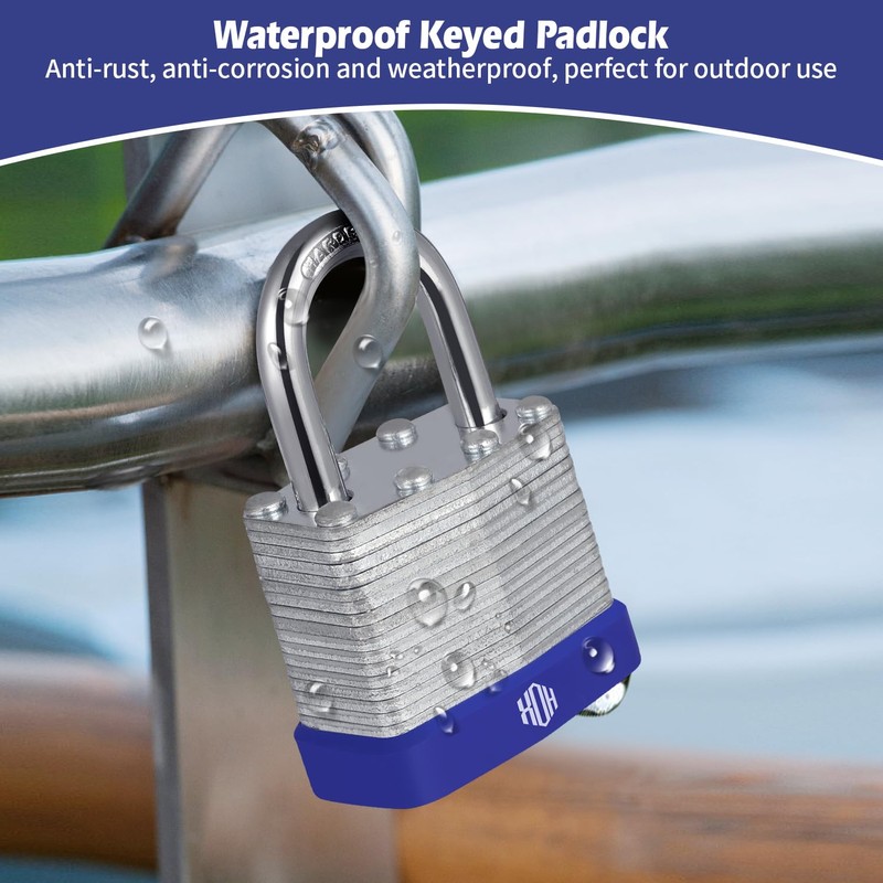 HOX Locks 6-Pack Keyed-Alike Padlocks w/ 1.2” Shackle, 1-9/16” Wide