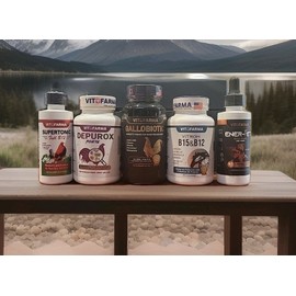 Vitofarma Combo - Depurox- Gallobiotic- B15-B12- Ener-jet- one of each- Gallos- Roosters