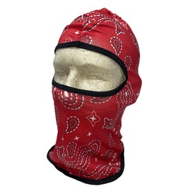 Balaclava Face Mask Hood Red White Paisley Biker Motorcycle Cycling Helmet Liner Sports Stretch to Fit