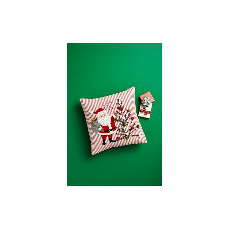 Mud Pie FA La Santa Pillow, 18" x 18", RED