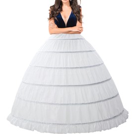 Penny Esther Women Petticoat Crinoline Ball Gown Aline 6 Hoop Skirt Underskirt Slip