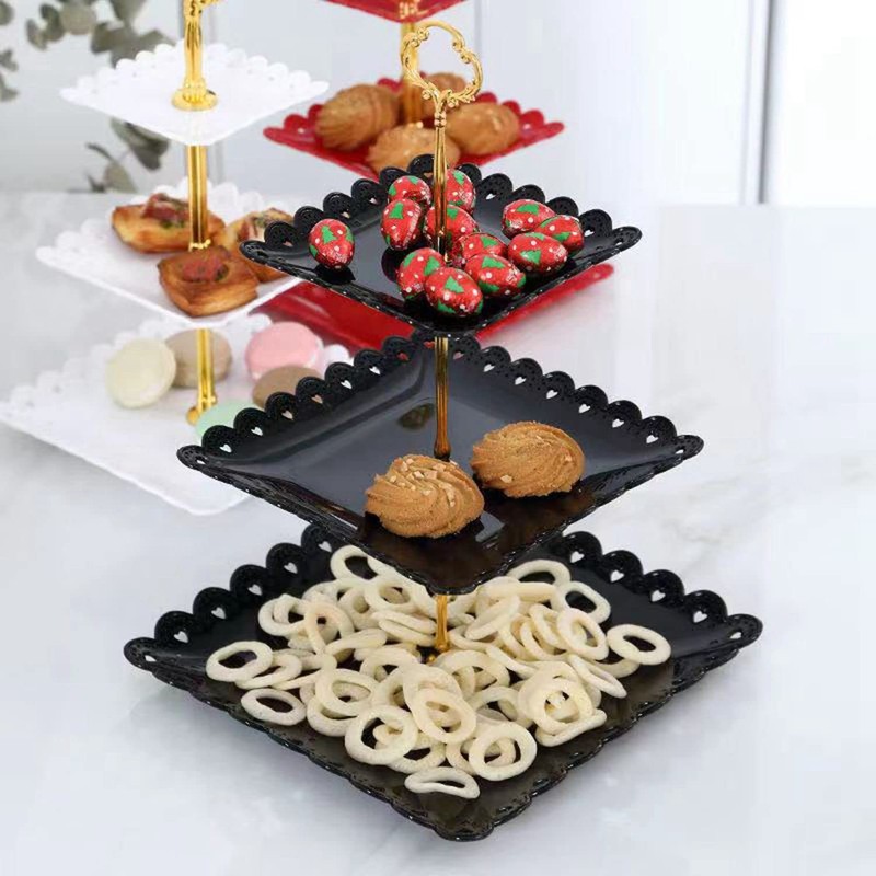 Wagoodter 3-Tier Plastic Dessert Stand Cupcake Stand Fruit Candy Display