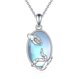 YFN Snake Pendant Necklace Gothic Jewellery Sterling Silver Turquoise Animal Snake Necklaces Jewellery for Women Men, Sterling Silver, Cubic Zirconia