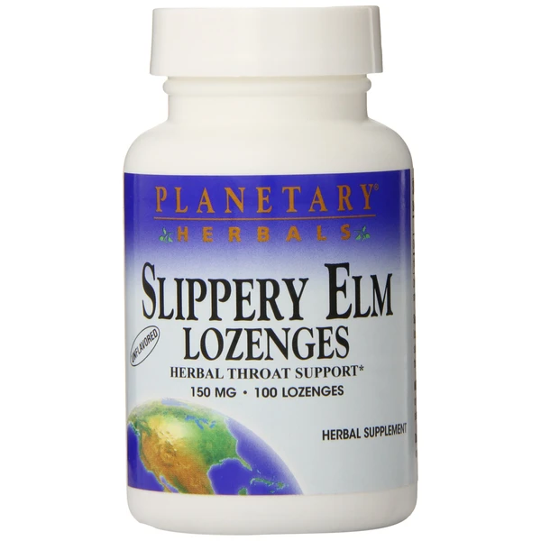 Planetary Herbals Slippery Elm Lozenges, Herbal Throat Support, 100 Lozenge