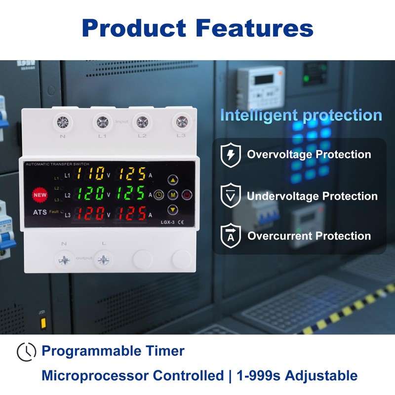 Automatic Generator Transfer Switch, 125A 120V 3 Pole Transfer Switch