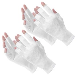 Classicseali 2Pairs Cotton Gloves for Women, Half Finger White Fingerless Gloves for Women, Thin, Sweat-Proof and Breathable White Cotton Glove for Eczema, Drying Hands, Sleeping, Lotion and Spa