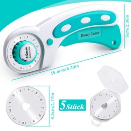 Namner Rollschneider 45mm mit 5 Ersatzklingen und Sicherheitsverschluss, Stoffschneider für Stoff, Leder, Nähen, Quilten & Basteln, Ergonomischer Rollmesser Cutter (Grün)