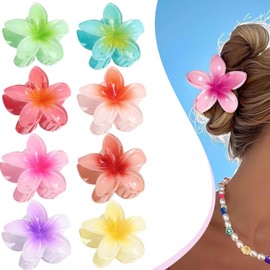 8 Piezas Pinzas de Flores para Mujer,Pinzas Pelo para Mujer,Accesorios para Cabello Hawaiano,Plumeria Hawaiana para Cabello Grueso,Opciones de Regalo