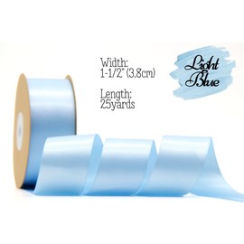 LASOIE Satin Ribbon for Flower Bouquet Gift Wrapping for Crafts Bows for Girls Hair Presents Bookmarks Birthday Party Decorations Wedding Invitations Decorative for Craft Light Blue 38mm 1 1/2 Inches