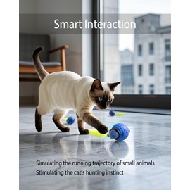 PAONEX Interactive Cat Toys Balls for Indoor Cats, Fast Charging Electric Automatic Moving Cat Hunting Toy for Kittens and Adult Bored Cats, Speedy Tail 2.0 cat Toy