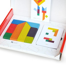 Igroteco, Tangram puzzles, puzzle with 7 building blocks and 10 colour cards with logical tasks