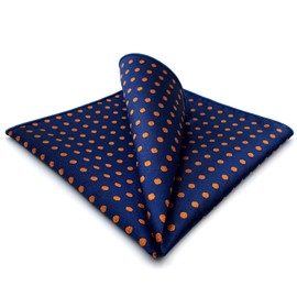 shlax&wing Men's Hanky Polka Dot Orange Blue 12.6"