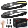 Eatelsin 2PCS Rechargeable Headlamp, Motion Sensor 230° Head Lamp, Hard