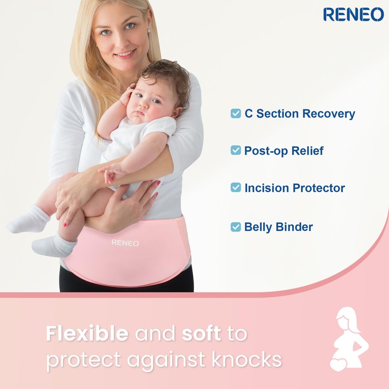 RENEO C Section Belly Binder, Reusable Solid Gel Ice Pack