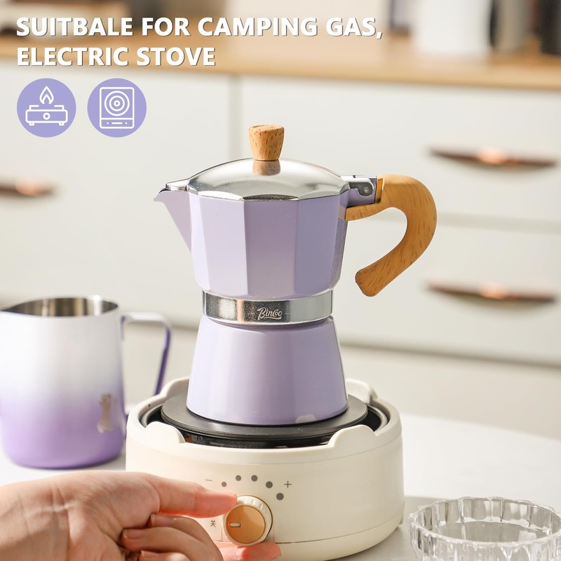 Bincoo Cute Espresso Maker Stovetop - Small Moka Pot 2