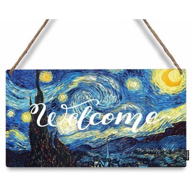 Mdulftar Farmhouse Welcome Door Sign Welcome to The Farm Front Door Hanger Sign 12" x 6" Rectangular Rustic Wooden Hanging Sign Porch Window Decor