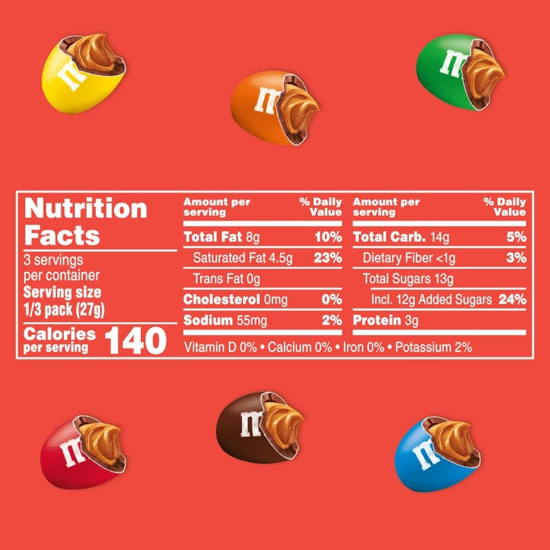 M&M'S Peanut Butter Chocolate Candy, Full Size 2.83 oz Bag,