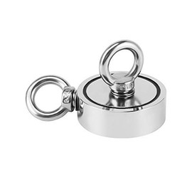 MHDMAG Double Sided Fishing Magnet, Powerful Fishing with 1000lbs Combined Strength Neodymium Rare Earth Magnet for River Lake Fishing Retrieving and Salvage (2.95in Dia)