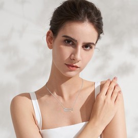 EErMamo Mom Necklace for Women 925 Sterling Silver Safety Pin Jewelry Christmas Mothers Day Birthday Gifts, Medium, Sterling Silver, Cubic Zirconia