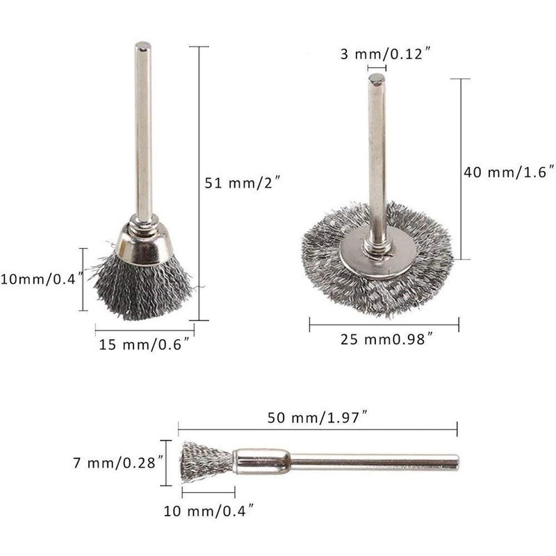 LATERN 60Pcs Steel Wire Wheel Brushes, 1/8 Inch Shank Cleaning