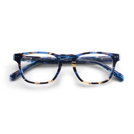 eyebobs - Old Sport | Premium Reading Glasses for Men and Women | Rectangle Frame for Average Faces, Blue and Brown Tortoise, 1.75
