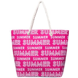 Brandsseller Beach Bag with Zip 50 x 38 x 15 cm Shoulder Bag Shopping Bag Inner Pocket, pink