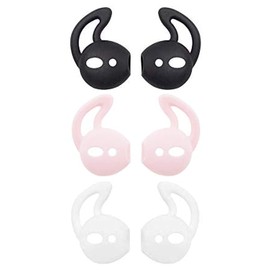ALXCD Ear Cover Ear Hook Replacement for Headset MMEF2AM/A, 3 Pair Anti-Slip Silicone Ear Tips, Fit for Air pod 1 Air pod 2 Sport White/Black/Pink