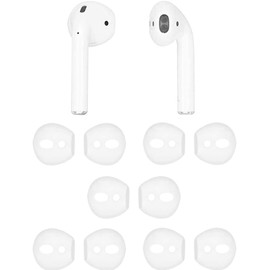 Ear Cover Ear Tips for AirPods Headphones, BLUEWALL Ultra Thin Fit in Charging Case Earbud Covers for AirPods 1 & AirPods 2, 5 Pairs, White