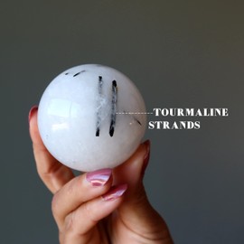 Quartz Tourmaline Sphere Yin Yang Crystal Ball 2.5-2.75 inch