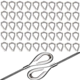 Pack of 50 Wire Rope Thimbles Diameter 3 mm Stainless Steel A4 V4A Wire Rope Thimbles in Industrial Quality Seawater and Acid Resistant Heart Thimble for Wire Rope Rope or Cable Thimble Rigging
