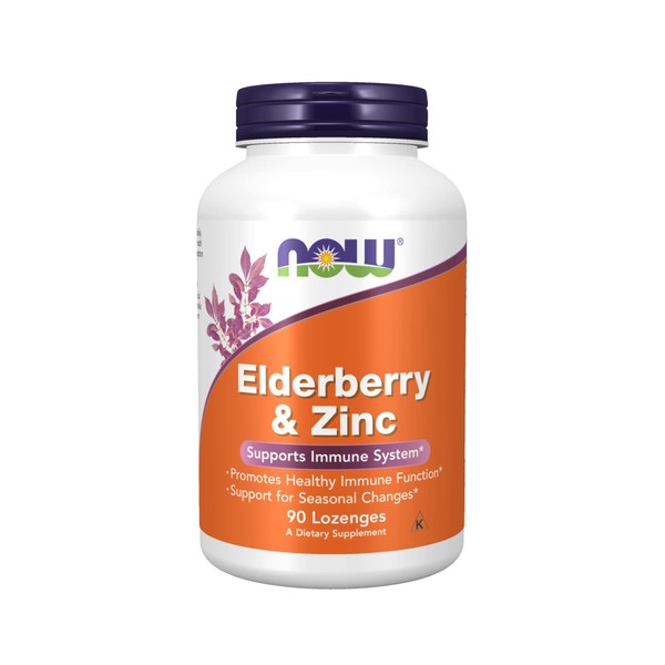 NOW Supplements, Elderberry & Zinc (Elderberry Concentrate with Zinc and Vitamin C, plus Echinacea, Propolis and Slippery Elm), 90 Lozenges