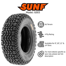 Set of 2 SunF G003 all-Terrain UTV & Golf-Cart Turf Tires 23x10.5-14, 4 Ply, Tubeless - Lawn & Garden