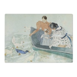 Kitchen Chopping Board Glass - Mary Cassatt Feeding The Ducks - Textured Worktop Saver Cutting Board - Heat Resistant, Shatterproof and Hygenic - 28.5 x 20 cm