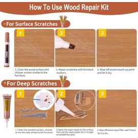 Wood Repair Kit - 37 Sets, Wood Fillers Furniture Repair Kit with 18 Colors Oak