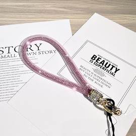 Fengirl Hands Free Detachable Cell Phone Lanyard，Lanyard with Tether Tab，rhinestone Phone Wrist Strap，Keychain Wristlet Charm (pink)