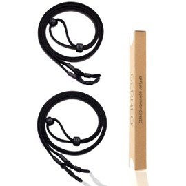 GERNEO® - DAS ORIGINAL - Premium Brillenband Leder aus hochwertiger PU Glatt- und Wildlederoptik Kombination für Lesebrille & Sonnenbrille - 2x schwarz - Befestigung in schwarz - 2er Pack