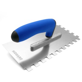 HOGARD Tile Trowel 0.5" x 0.5" | Best Stainless Steel Square Notched Trowel | Toothed Smoothing Tool.