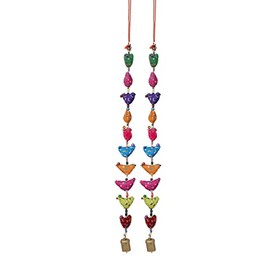 Aditri Creation Set of 2 Indian Traditional Door Hanging 10 Fabric Birds Tota String with Bell Festival Decoration for Home Wall Temple Bedroom Kids Room Home Diwali Decor Gift (Size :-19 Inches