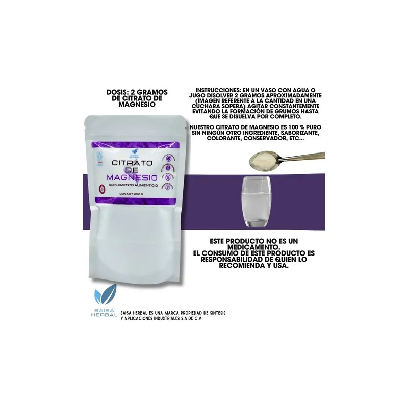 Citrato De Magnesio 250 G. Y Citrato De Potasio 250