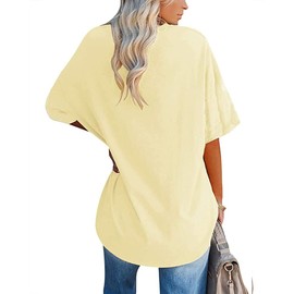 Fisoew Womens Oversized T Shirts Tees Half Sleeve Crew Neck Cotton Tunic Tops