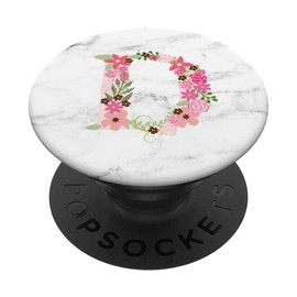 WHITE MARBLE PHONE GRIP PINK LETTER D INITIAL D LETTER D