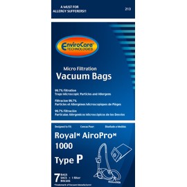 EnviroCare Replacement Micro Filtration Vacuum Bags Designed to fit Royal AiroPro Type P Canisters 7 bags and 1 Filter