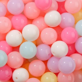 CYEENUT 16mm Acrylic Beads 100pcs Shiny Candy Color Acrylic Beads Round Transparent Beads, Mixed Color Aesthetic Beads Charm for Jewelry Making DIY Bracelet Necklace(pinktranslucent)