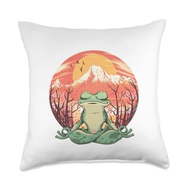 Frogs Meditation Meditation Nature Relaxation Frog Toad Throw Pillow