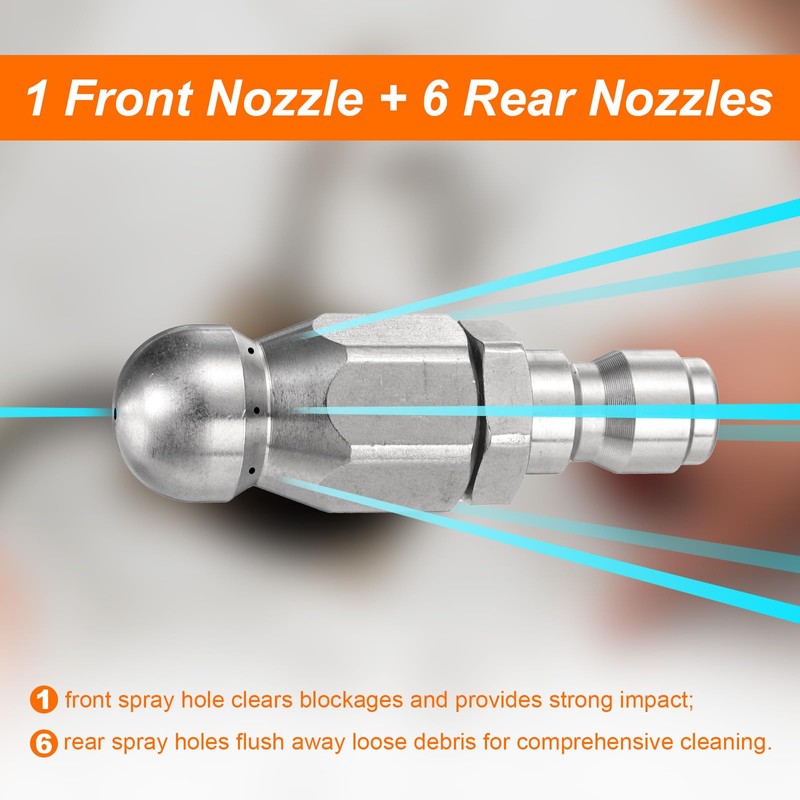 sourcing map Pressure Washers Sewer Nozzle 1/4" Quick Connect 5000