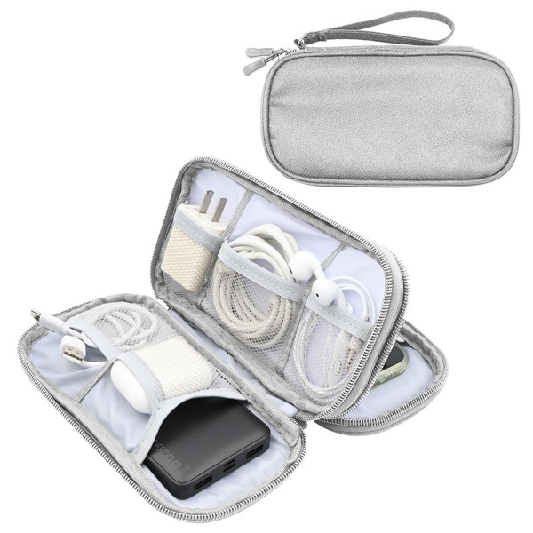 Tking Versatile Travel Organiser with Zip, Double Layer Electronic Accessories,